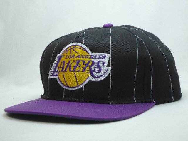 Los Angeles Lakers Stripe Black Snapback Hat SF
